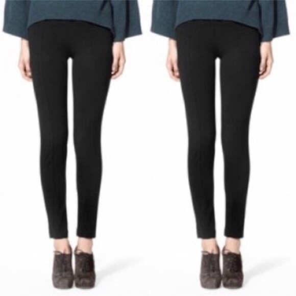 Theory Women's Quinna Rave Black Leggings Size Large - Picture 1 of 8